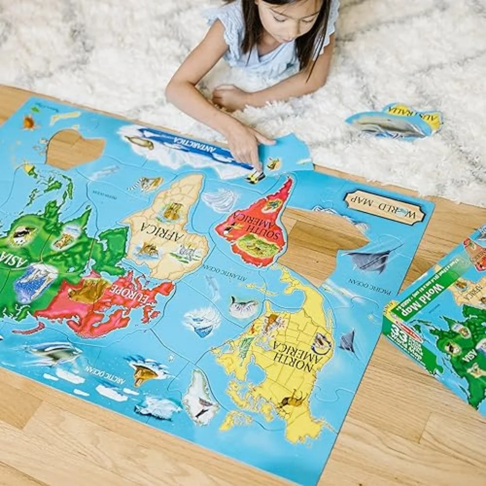 33 Pc Melissa & Doug World Map Extra Large Fun Floor Puzzle 2x3 Feet 6+